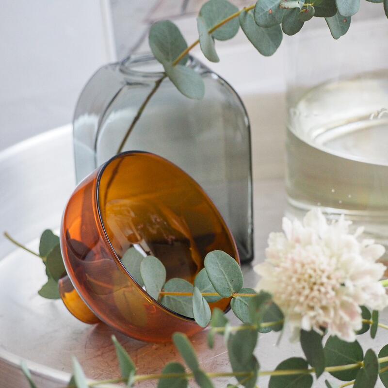 Vaso in Vetro Bicolore - Ambra e Grigio