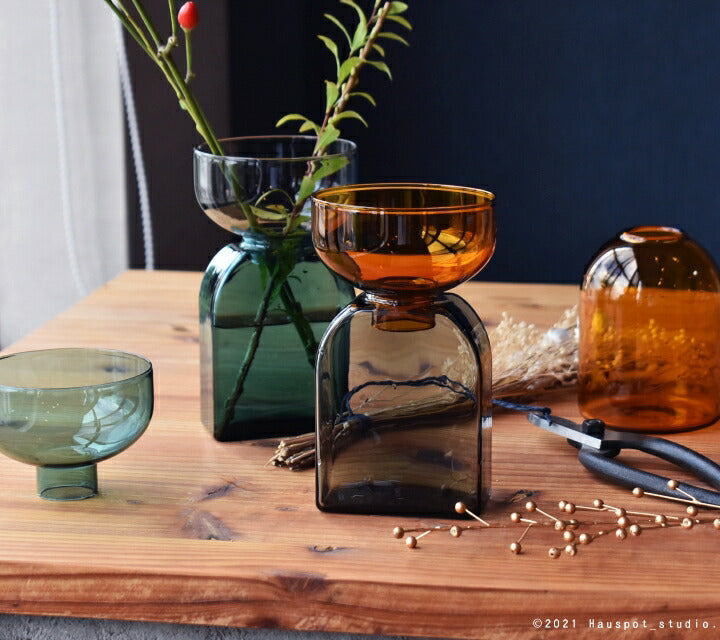 Vaso in Vetro Bicolore - Ambra e Grigio
