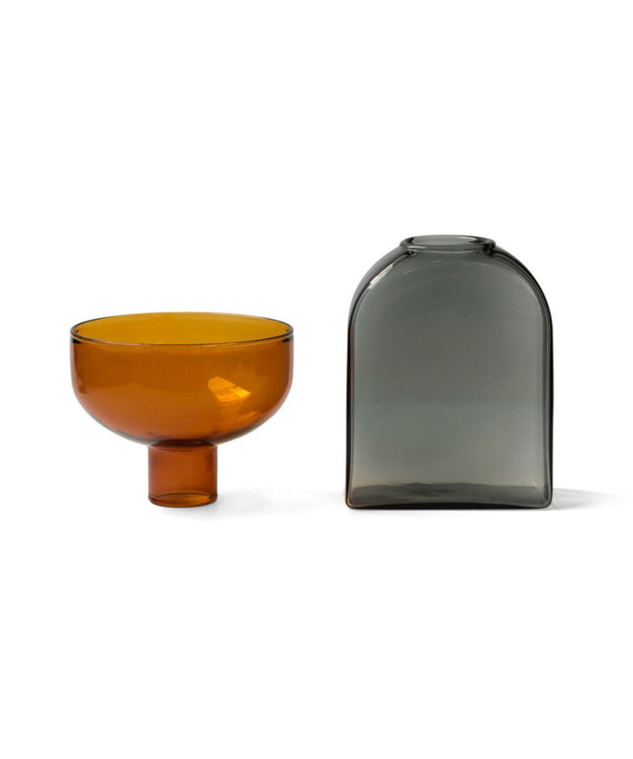 Vaso in Vetro Bicolore - Ambra e Grigio
