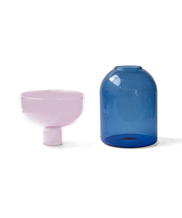 Vaso in Vetro Bicolore - Blu e Rosa