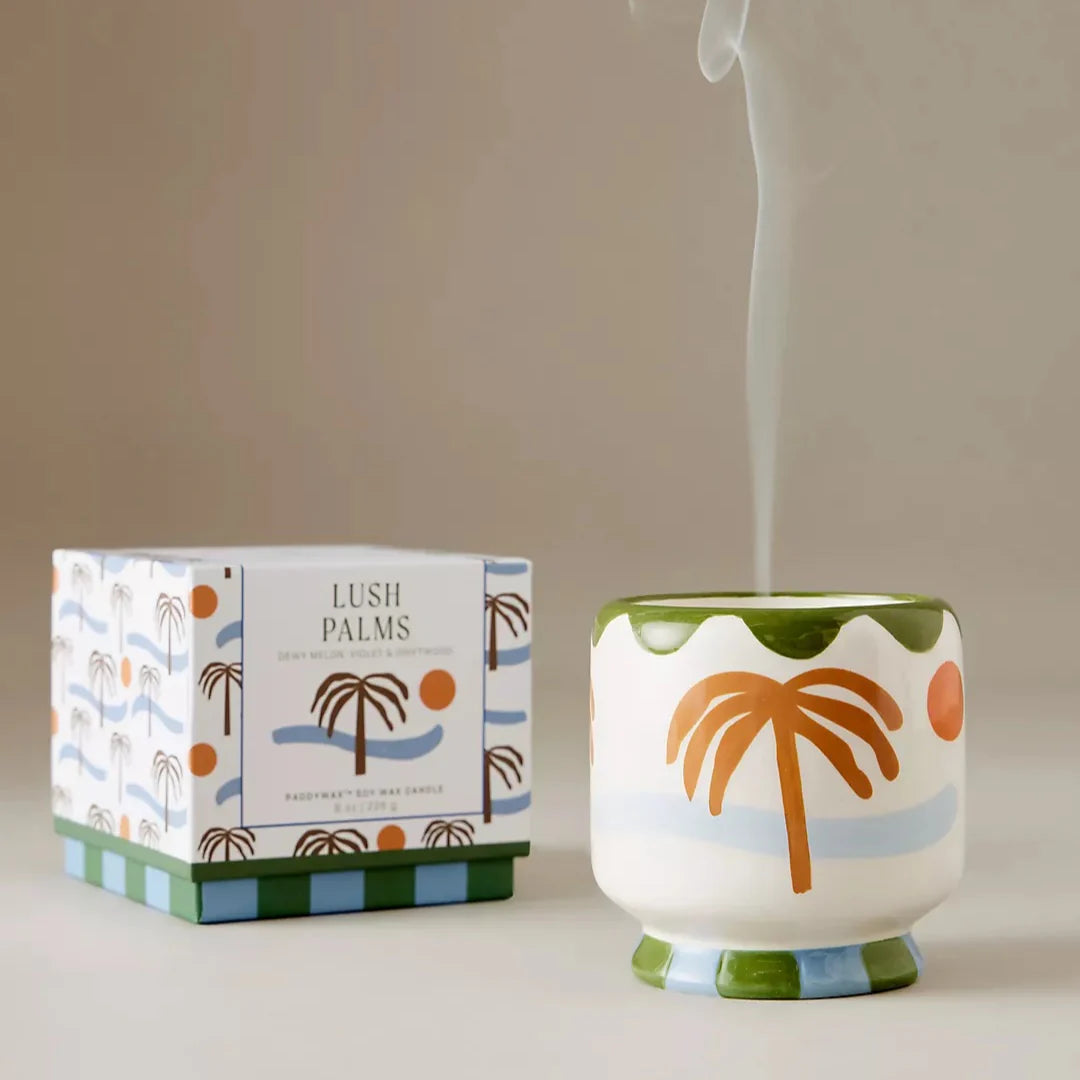 Candela Lush Palms - Melone, Violetta e Legni
