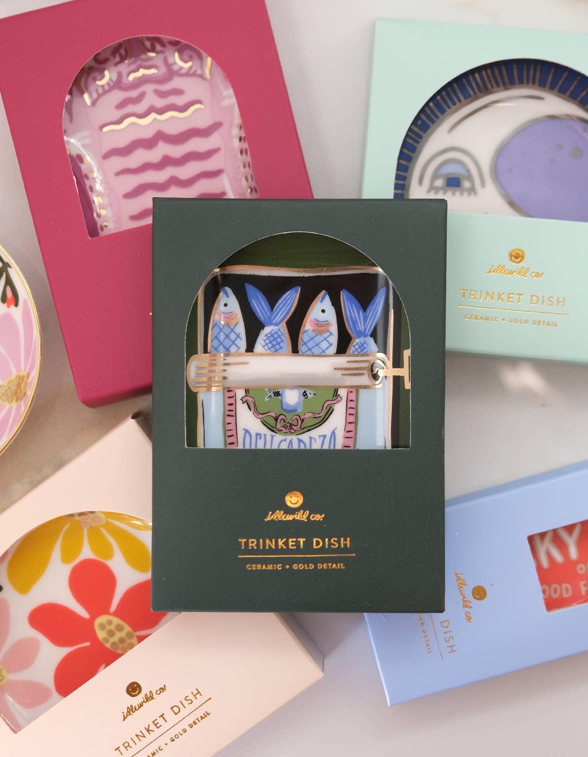 Piatto Portagioie in Porcellana con Sardine