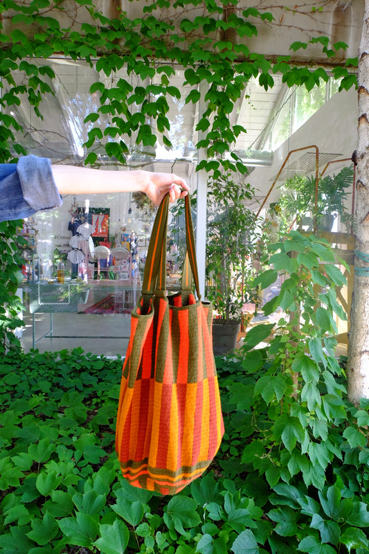 Mochilla Wayuu - TOTE BAG verde / arancio