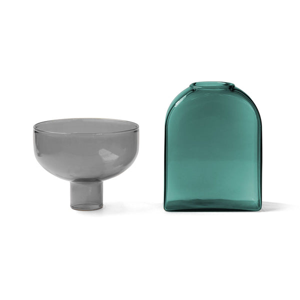 Vaso in Vetro Bicolore - Grigio e Verde