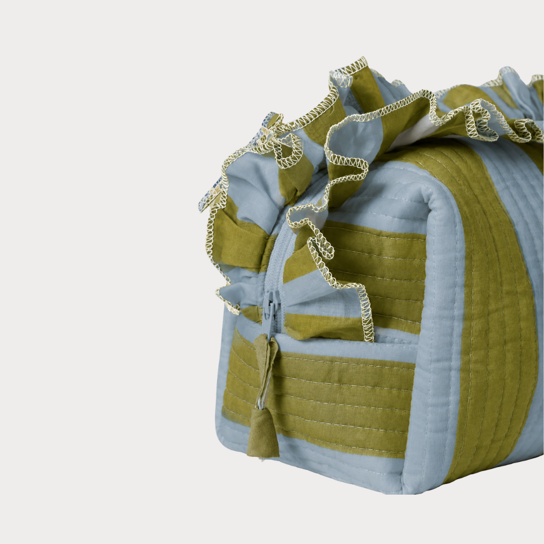 Cosmetic Bag XL - Righe Verde e Azzurro