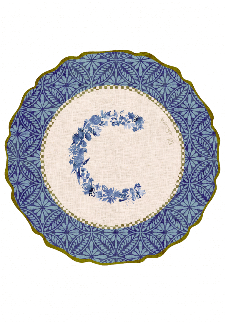 Tovaglietta da Colazione Tonde - Monogram Blu