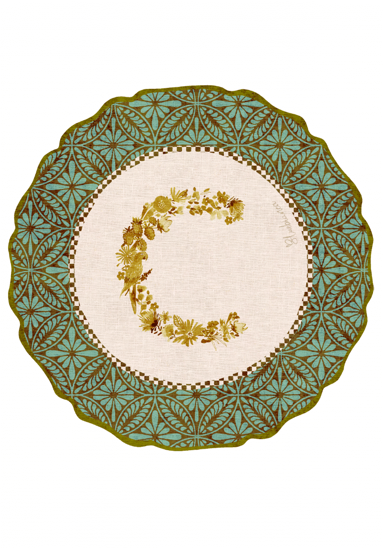 Tovaglietta da Colazione Tonde - Monogram Verde