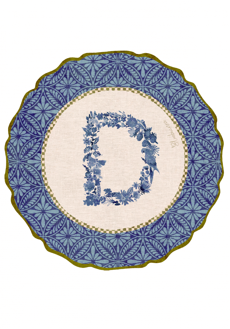 Tovaglietta da Colazione Tonde - Monogram Blu