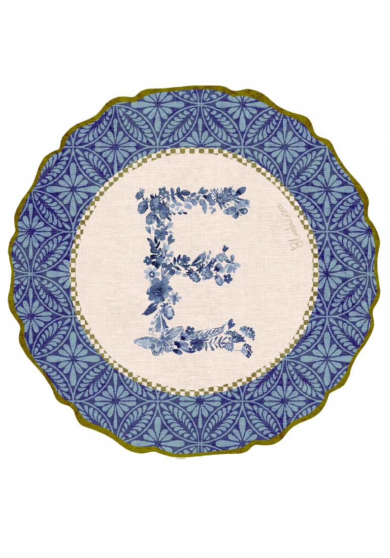 Tovaglietta da Colazione Tonde - Monogram Blu