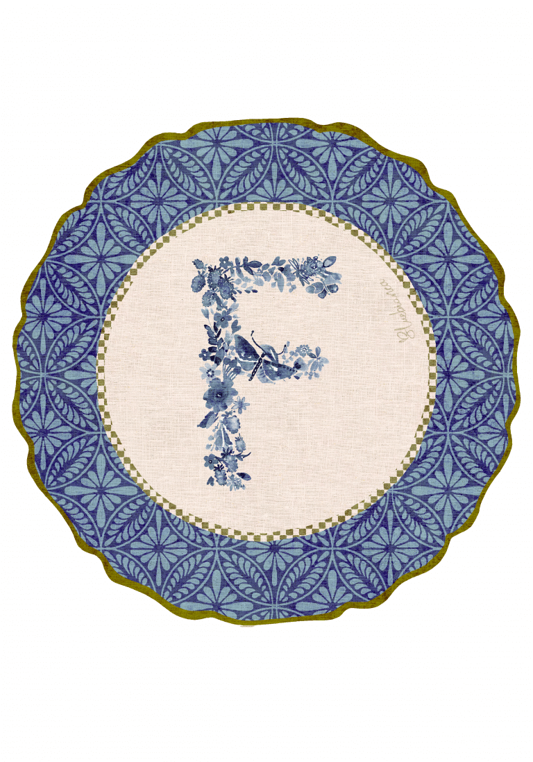 Tovaglietta da Colazione Tonde - Monogram Blu