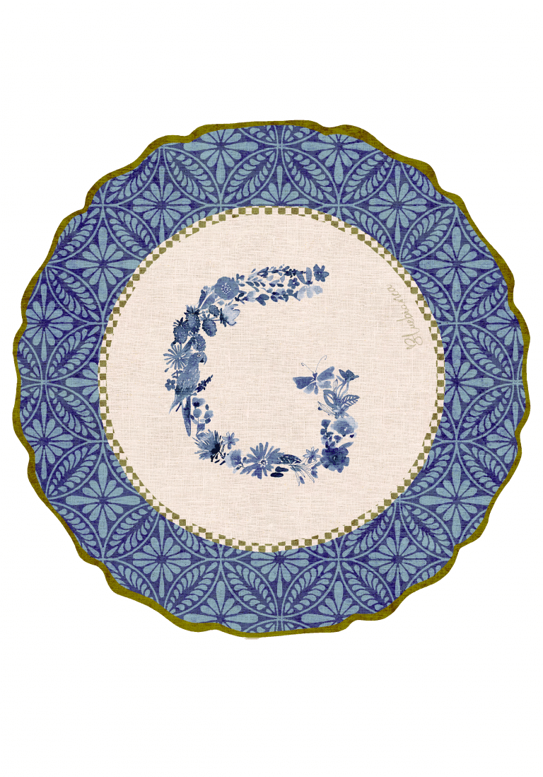 Tovaglietta da Colazione Tonde - Monogram Blu