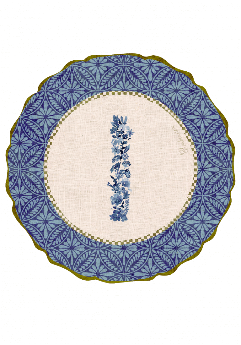 Tovaglietta da Colazione Tonde - Monogram Blu