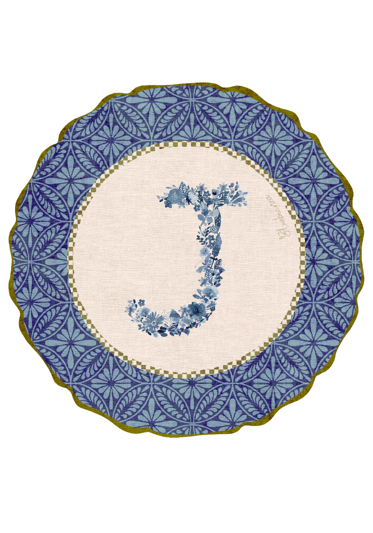 Tovaglietta da Colazione Tonde - Monogram Blu