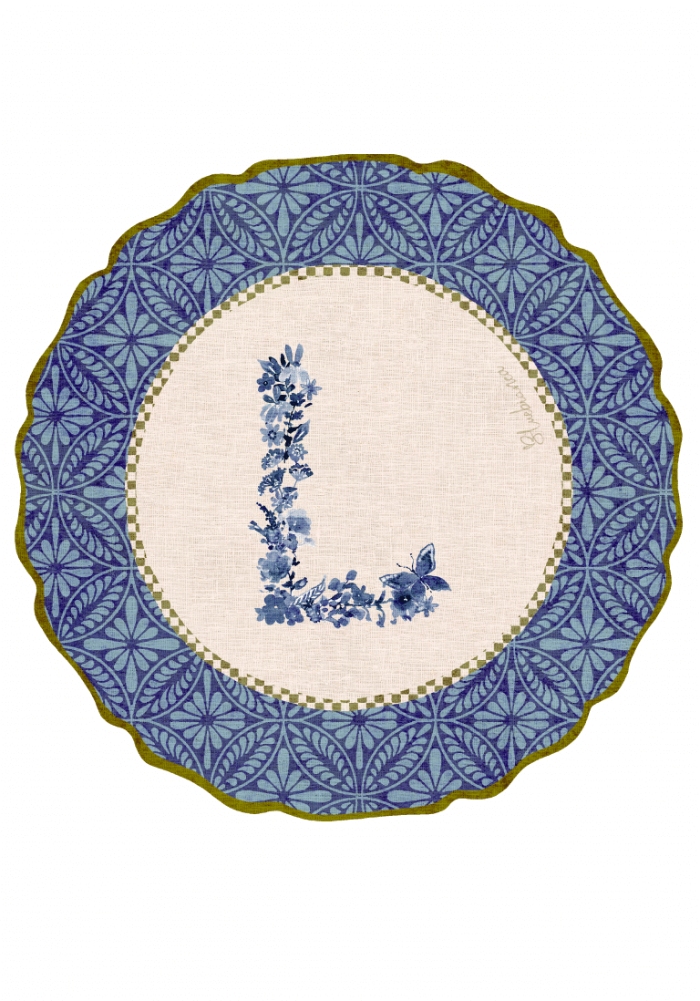 Tovaglietta da Colazione Tonde - Monogram Blu