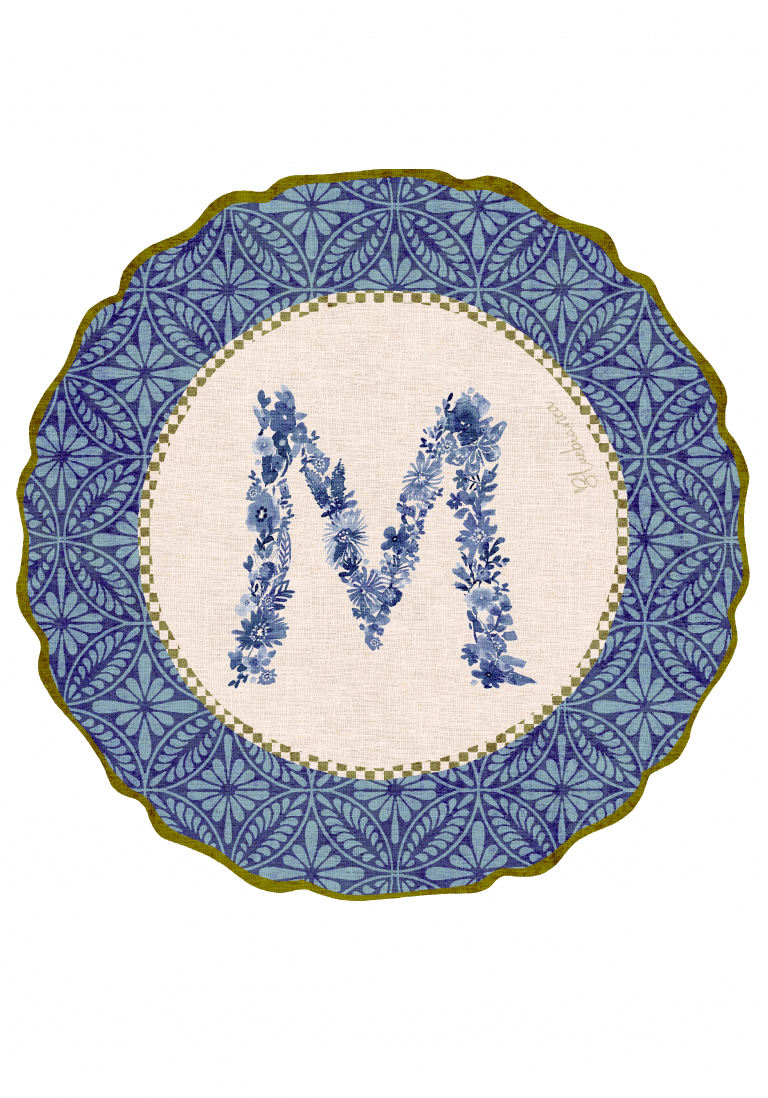 Tovaglietta da Colazione Tonde - Monogram Blu