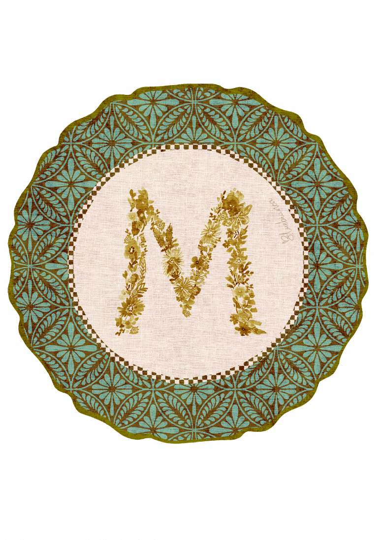 Tovaglietta da Colazione Tonde - Monogram Verde