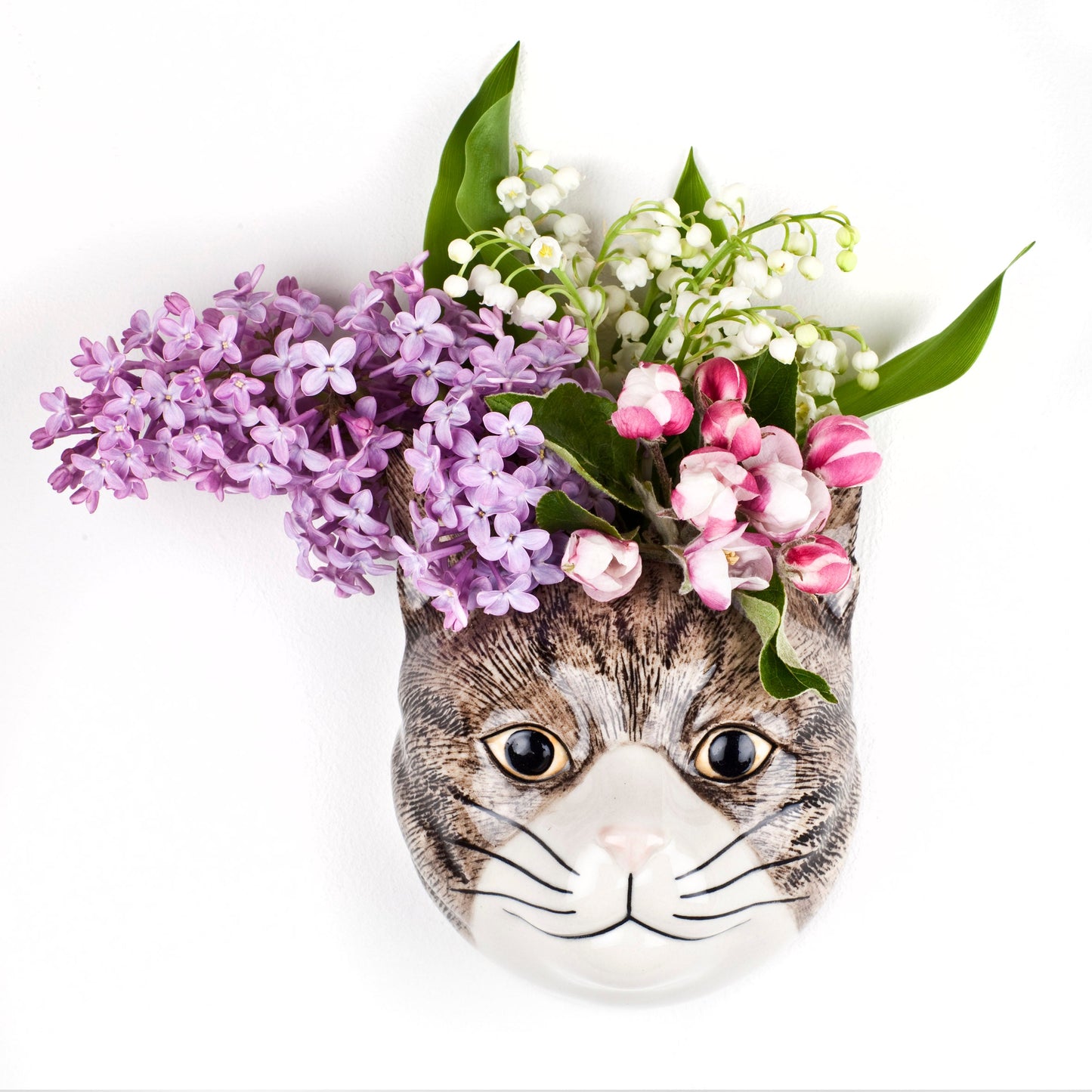 Vaso da muro Gatto Bianco e Grigio