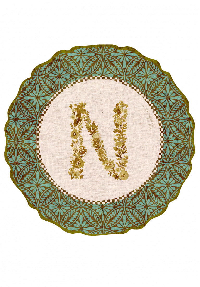 Tovaglietta da Colazione Tonde - Monogram Verde