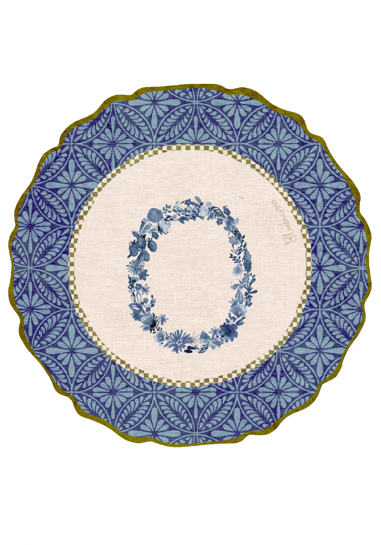 Tovaglietta da Colazione Tonde - Monogram Blu