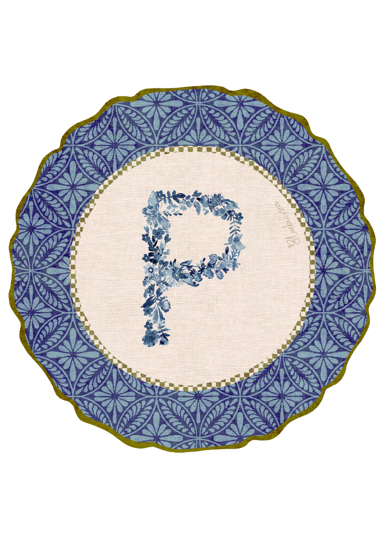 Tovaglietta da Colazione Tonde - Monogram Blu