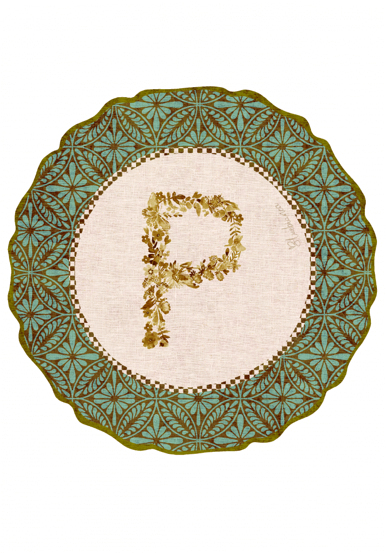 Tovaglietta da Colazione Tonde - Monogram Verde