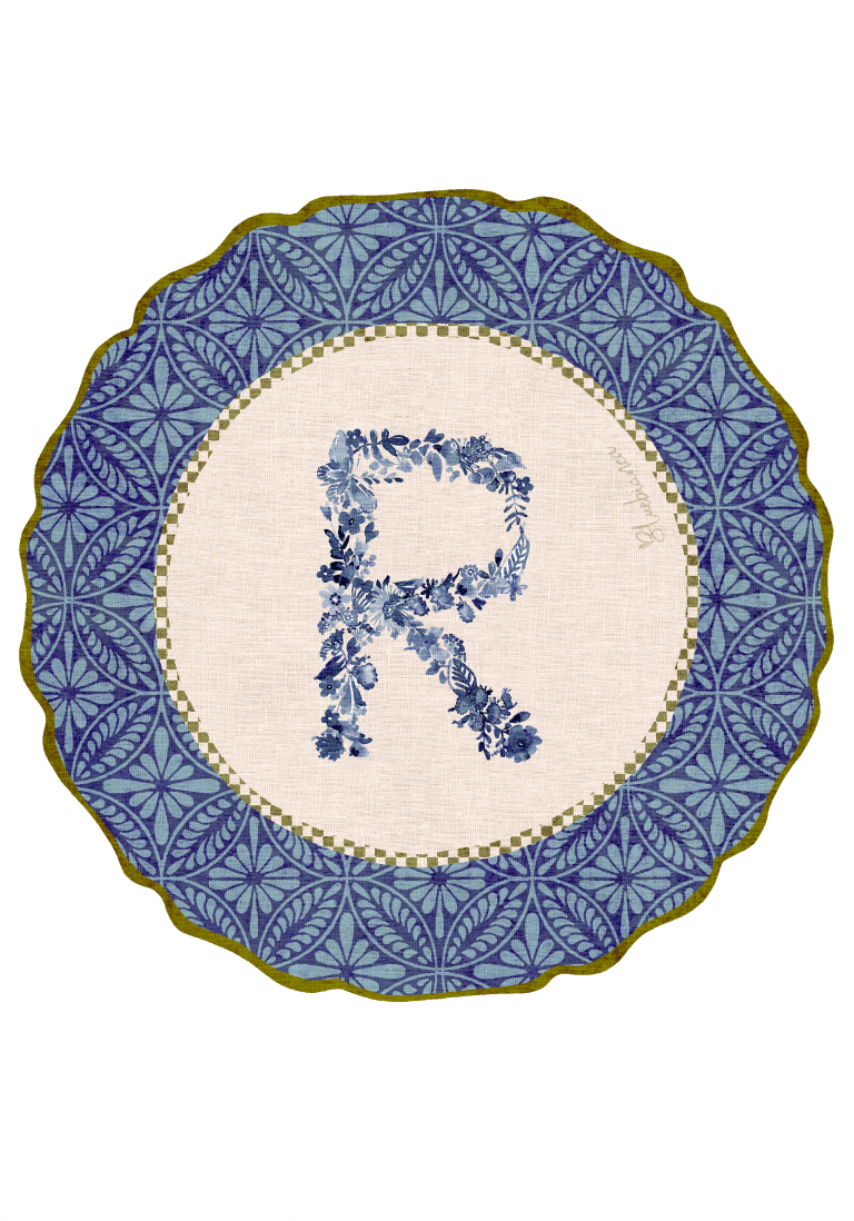 Tovaglietta da Colazione Tonde - Monogram Blu