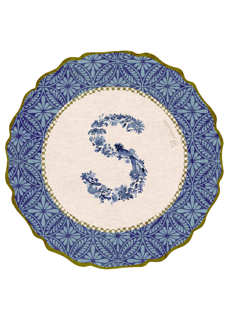 Tovaglietta da Colazione Tonde - Monogram Blu