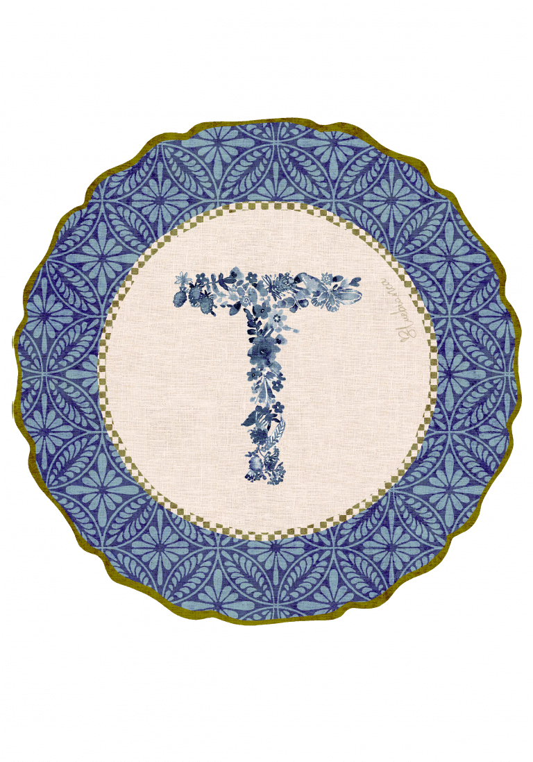 Tovaglietta da Colazione Tonde - Monogram Blu
