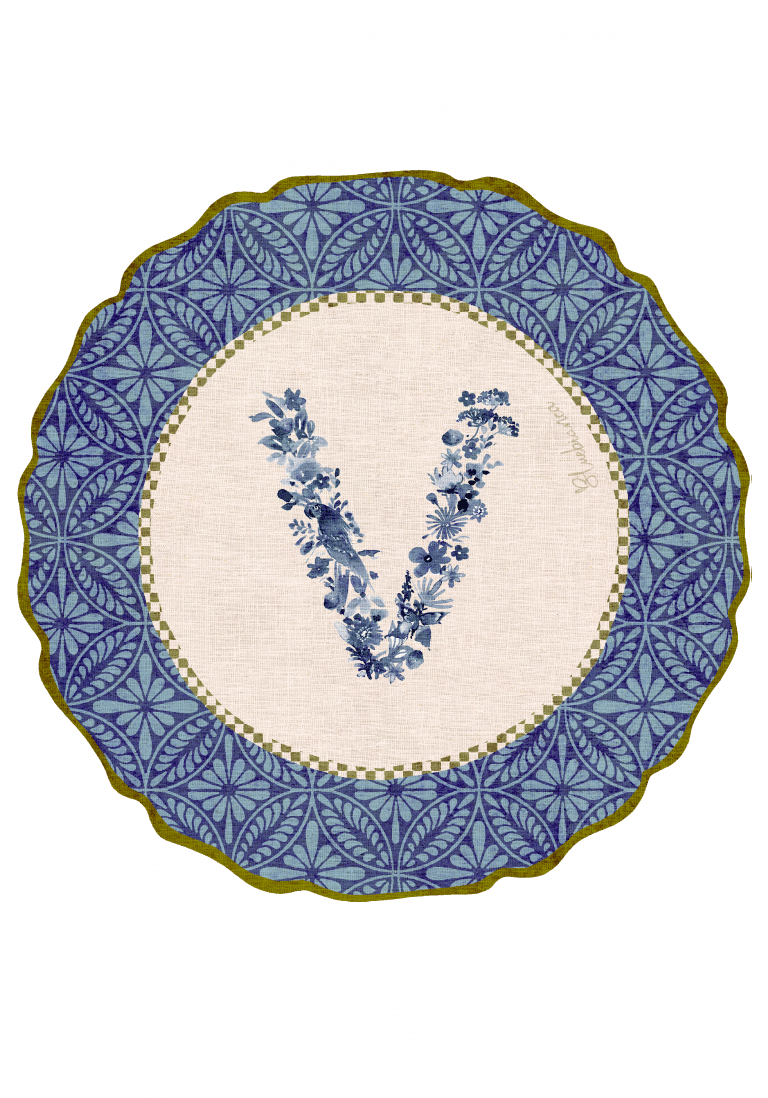 Tovaglietta da Colazione Tonde - Monogram Blu