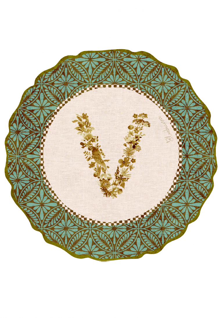 Tovaglietta da Colazione Tonde - Monogram Verde