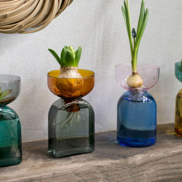 Vaso in Vetro Bicolore - Ambra e Grigio
