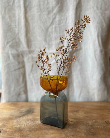 Vaso in Vetro Bicolore - Ambra e Grigio