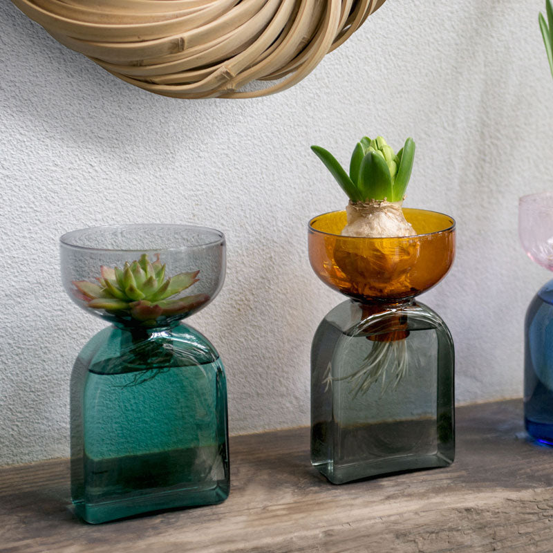Vaso in Vetro Bicolore - Ambra e Grigio