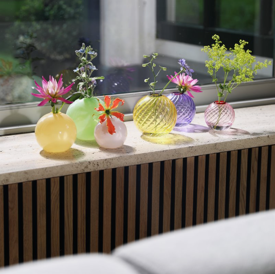 Set of 3 Pink Glass Vases