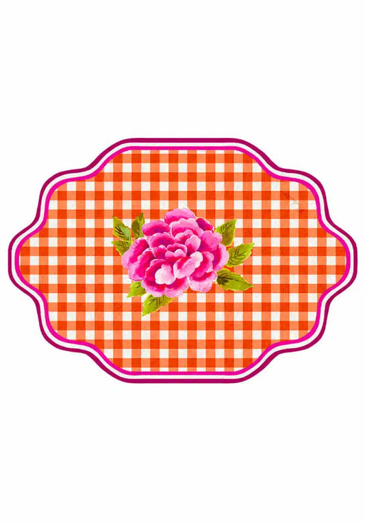 Tovaglietta da Colazione Ovali - Vichy col. Arancio