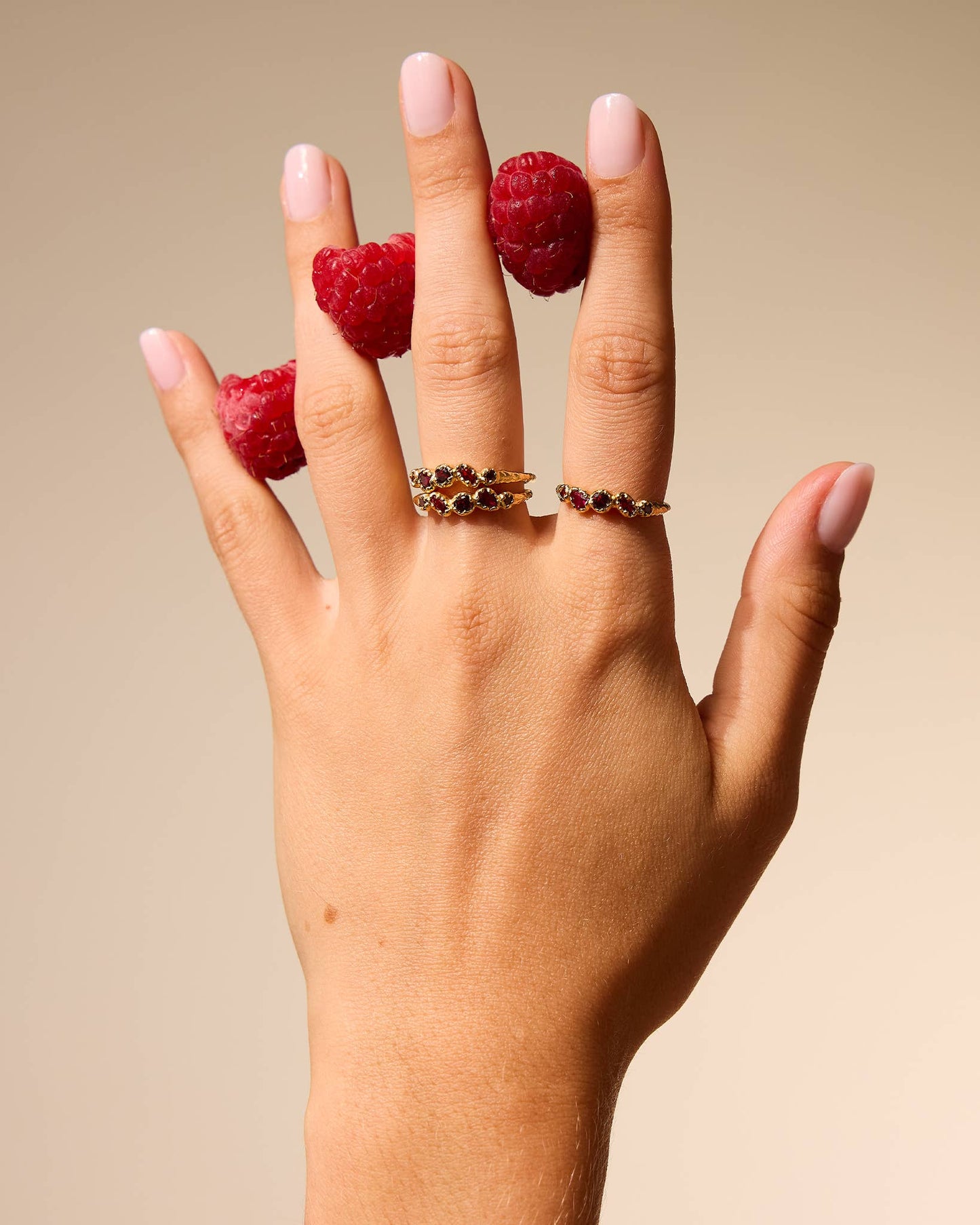 Anello Koré rosso sottile a grappolo | Regalo gioielleria placcato oro impermeabile: S