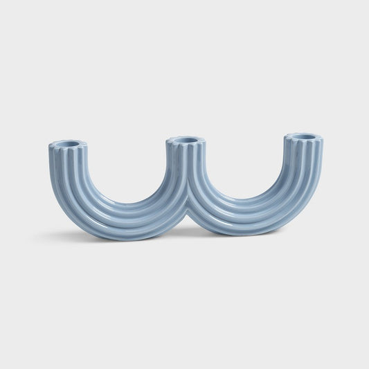 Churros light blue candle holder