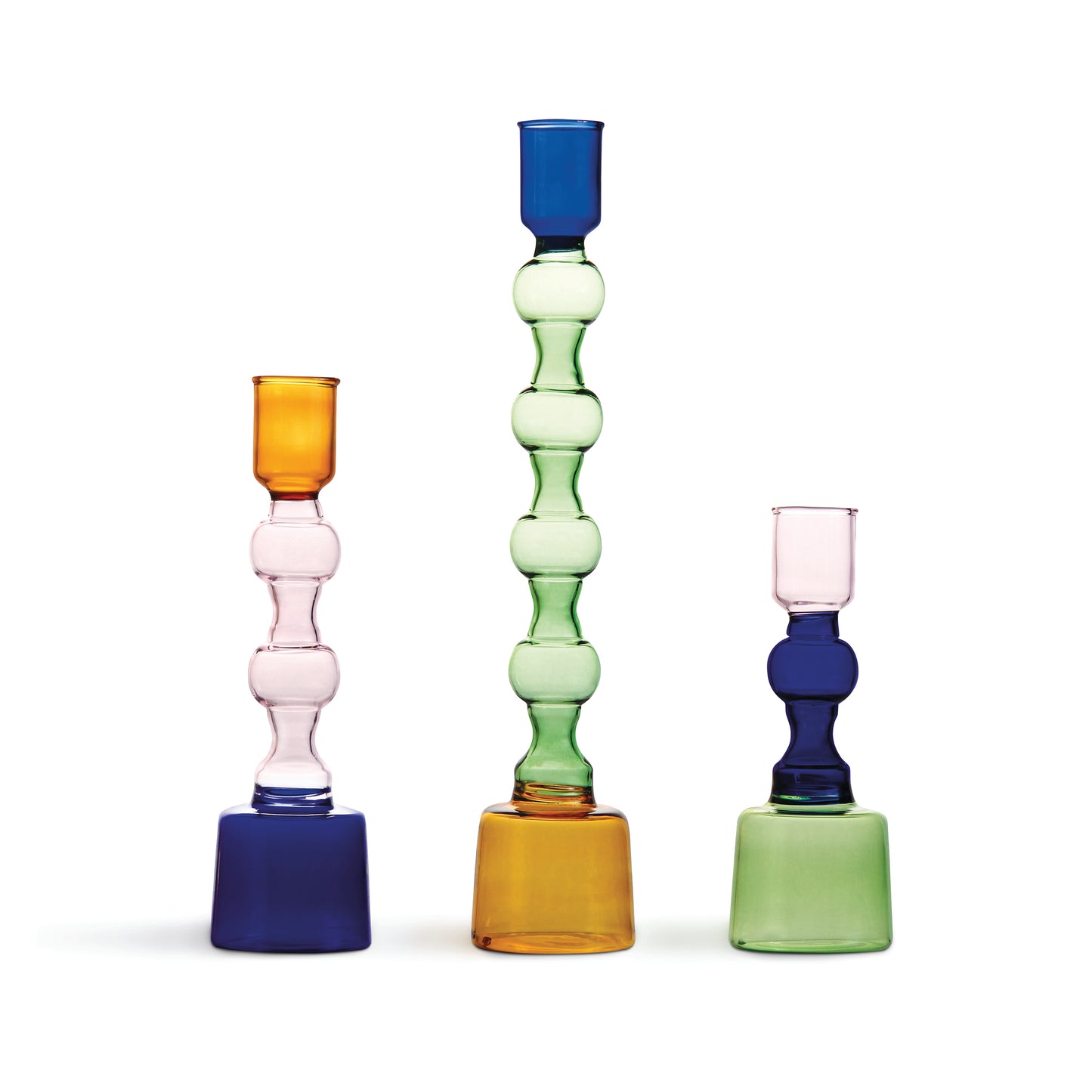 Glass candle holder 3 colors - L