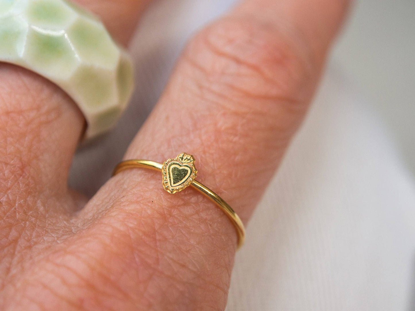 Anello regolabile Ex-voto in ottone placcato oro 24k - made in France: Anello a goccia
