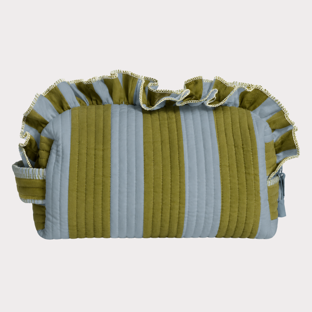 Cosmetic Bag XL - Righe Verde e Azzurro