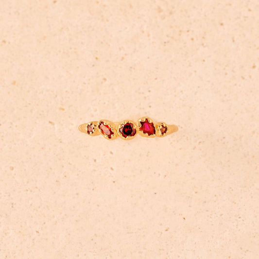 Anello Koré rosso sottile a grappolo | Regalo gioielleria placcato oro impermeabile: S