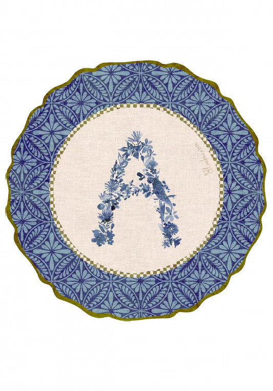 Tovaglietta da Colazione Tonde - Monogram Blu