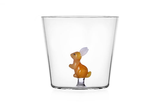 Woodland Tales amber rabbit glass by Alessandra Baldereschi