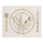 Set 2 Tovagliette in stoffa Beige e Verdi - "Bistrot" con Acciughe, Asparagi e Pomodorini