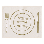 Set 2 Tovagliette in stoffa Beige e Verdi - "Bistrot" con Acciughe, Asparagi e Pomodorini