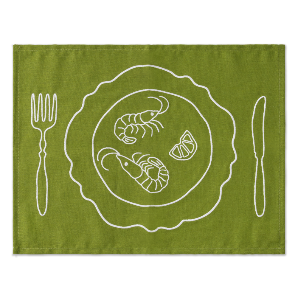 Set 2 Tovagliette in stoffa Verdi - "Bistrot" con Gamberi Diet Starts Tomorrow