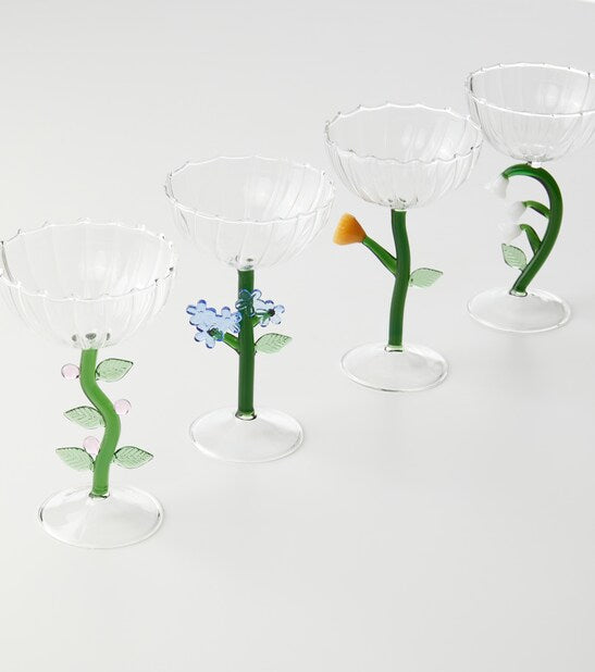 Botanical Goblet - Blue flower champagne cup by Alessandra Baldereschi