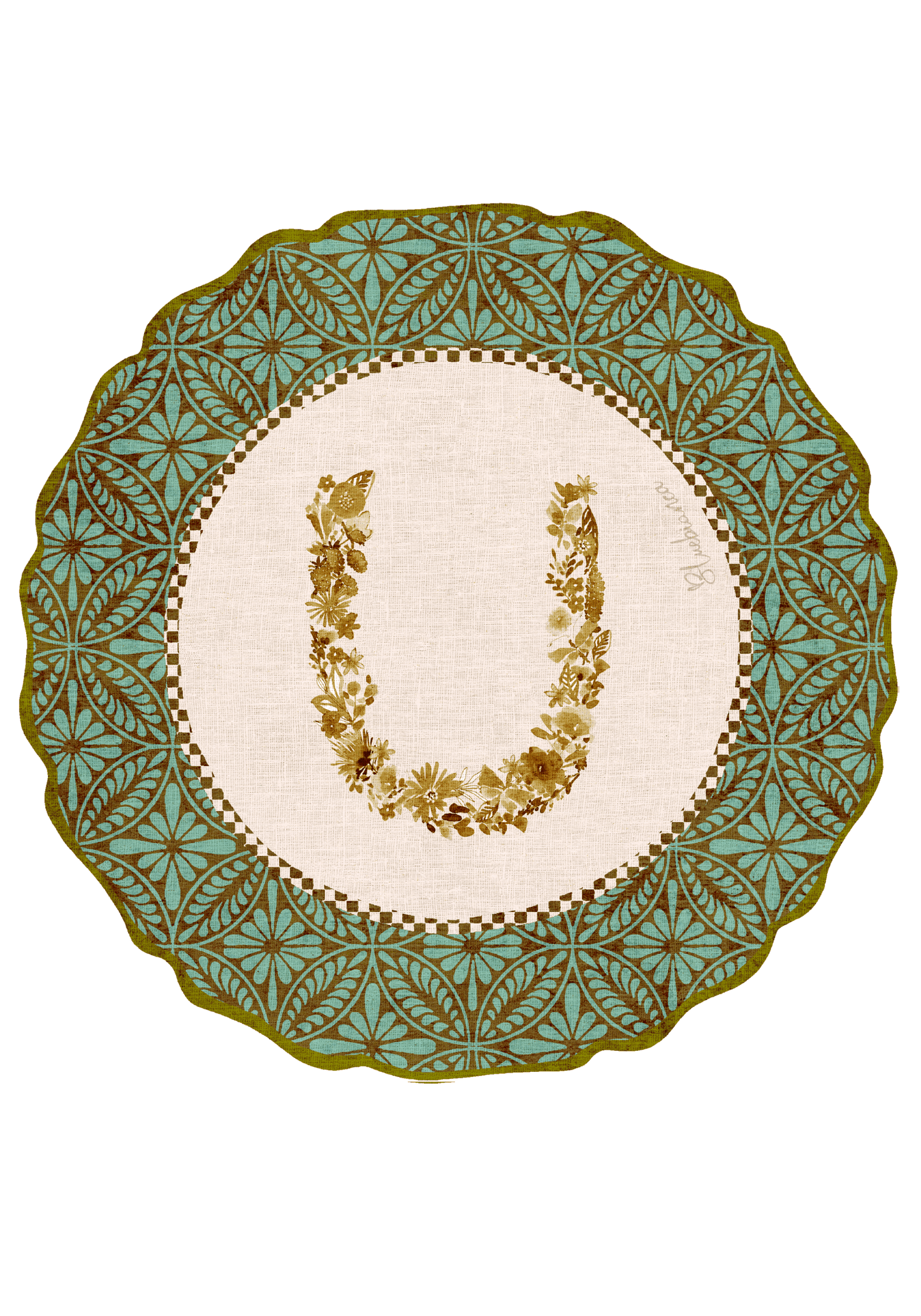 Tovaglietta da Colazione Tonde - Monogram Verde