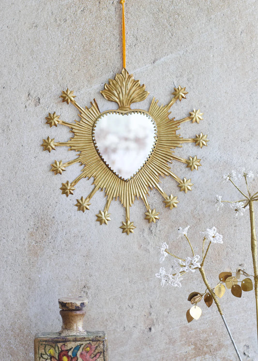 Specchio in Ottone Cuore Sacro con Stelle