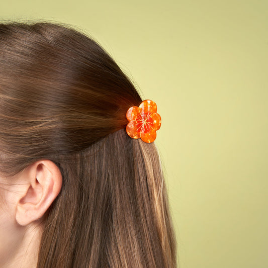 Mini molletta per i capelli - Fiore Arancione